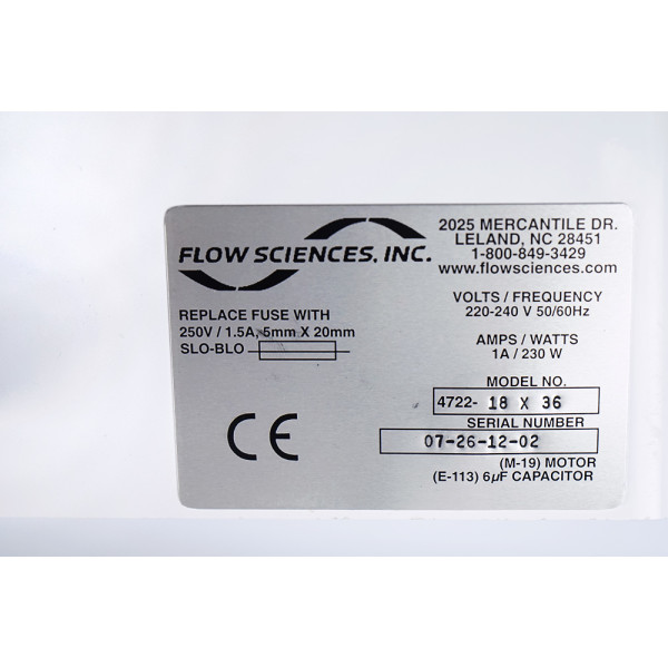Flow Sciences Sympatec Helos Rodos BR Laser Diffraction Safe Cabinet 4722 18x36