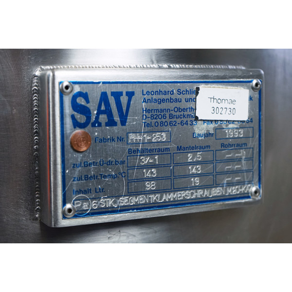 SAV PH-1-253 Ansatzbehälter Druckbehälter 70l mit TÜV Protokoll