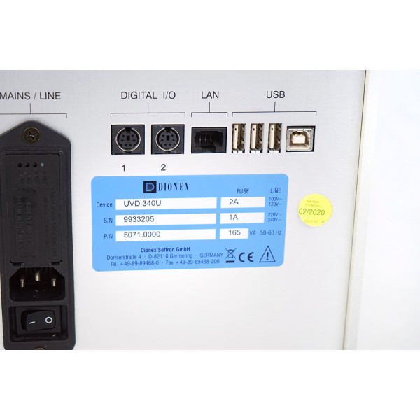 Dionex UVD340U UVD 340 U HPLC UV/VIS Detector 200-340 nm LAN USB P/N: 5071.0000