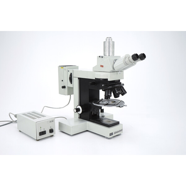 Carl Zeiss Jena Jenavert Trinocular Fluorescence Microscope Mikroskop 5x 10x 20x 50x 100x