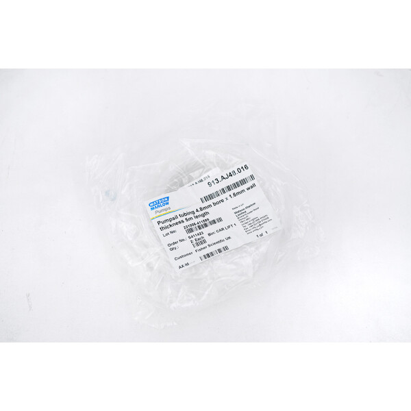 Watson Marlow 913AJ48016 Pumpsil Tubing 4.8mm bore x 1.6mm thickness 5m Length