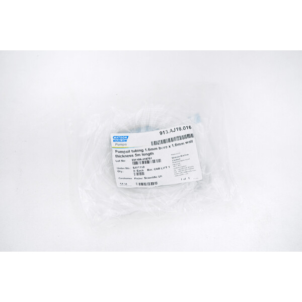 Watson Marlow 913AJ16016 Pumpsil Tubing 1.6mm bore x 1.6mm thickness 5m Length